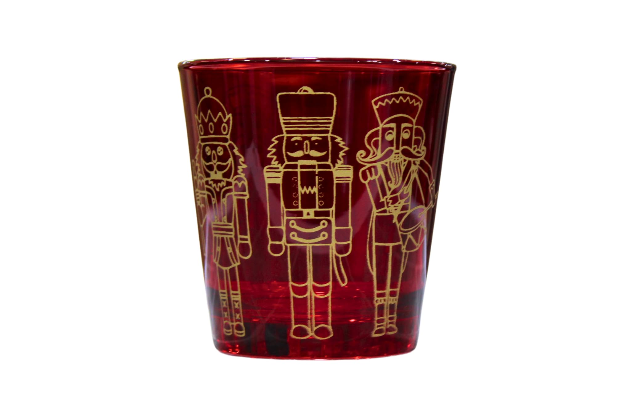 Verres de Noël en verre rouge 30 cl résistants avec motif casse-noisette or