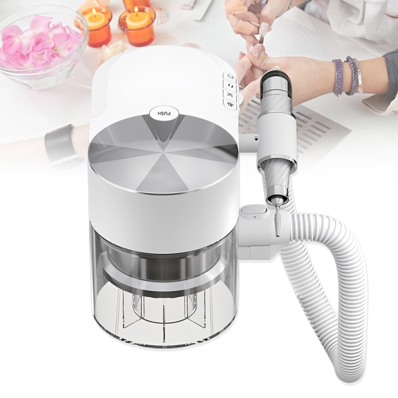 Fresa Unghie Con Aspiratore 2-in-1 Professionale, 200W, 30.000 Giri/Min, Motore Brushless, Silenzioso ≤68 DB, 4 Pulsanti, Per Manicure E Nail Art