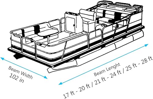 Miniatura 2 de iCOVER - Cubierta de pontón remolcable, se adapta a 17 a 28 pies de largo y ancho de haz de hasta 102 pulgadas de ancho con bolsa de almacenamiento