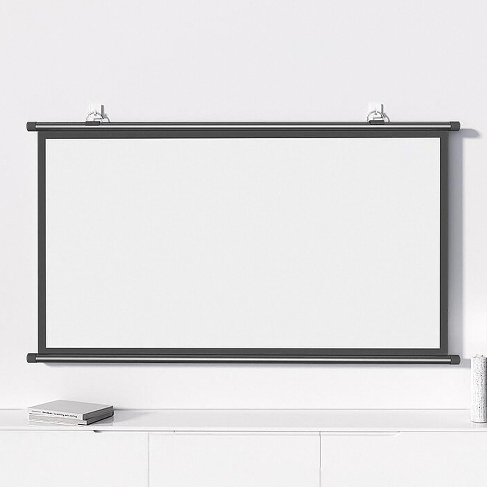 Manuale Telo Proiettore Avvolgibile，Schermo Per Proiettore, Telo Da Proiezione Interno Esterno, Home Theater Cinema Full HD 3D 4K，idea Per Il Cinema In Casa, Feste In Giardino, All'aperto(16:9,72")