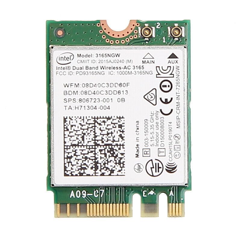 Image of Legacy M.2 Wi-Fi Adapter for Intel 3165 Wireless-AC | 433Mbps WiFi with Bluetooth 4.0 | 2.4GHz & 5GHz Network Card | Works with Intel, AMD, Linux & Windows | 3165NGW Wireless Adapter