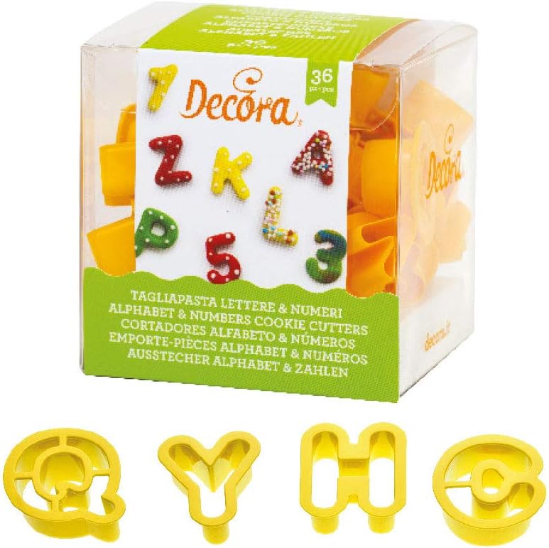 Decora Cookie Cutters Alphabet Numbers, Yellow, 13.5 x 15 x 15 cm