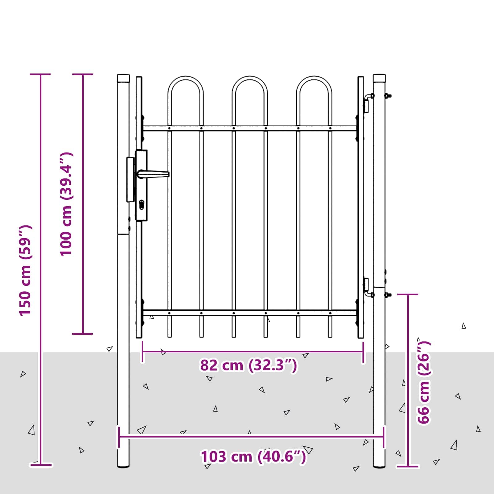 Brama ogrodzeniowa BOXTEL 103 x 150 cm stal malowana proszkowo szara