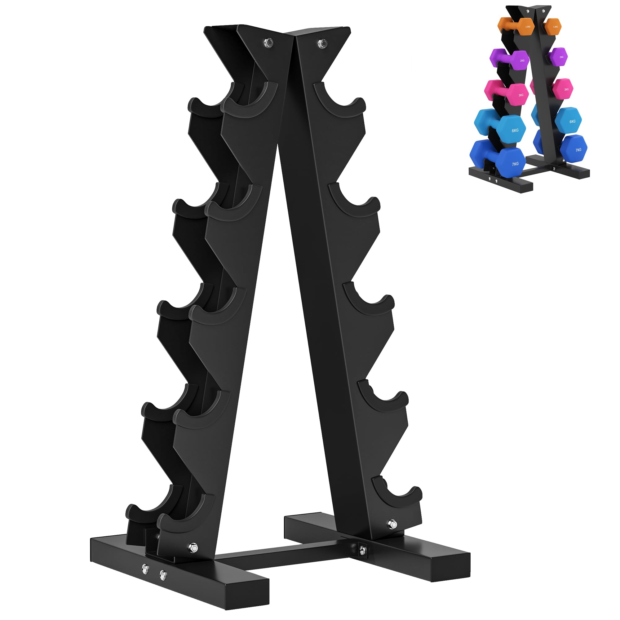 SPORTNOW Estante para Mancuernas de 5 Niveles 100 kg 35x33x66 cm Negro | Soporte de Almacenamiento, Soporte Mancuernas, Acero, Entrenamiento Gimnasio Hogar