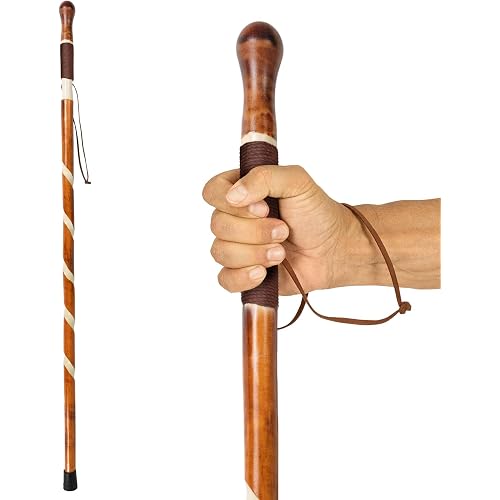 Vive Wooden Walking Stick - Willow Cane for Seniors Hiking & Balance | Heavy Duty Carved Twisted Wood Sticks for Men & Women - Stylish Support Pole for Outdoor Trekking & Weight Bearing