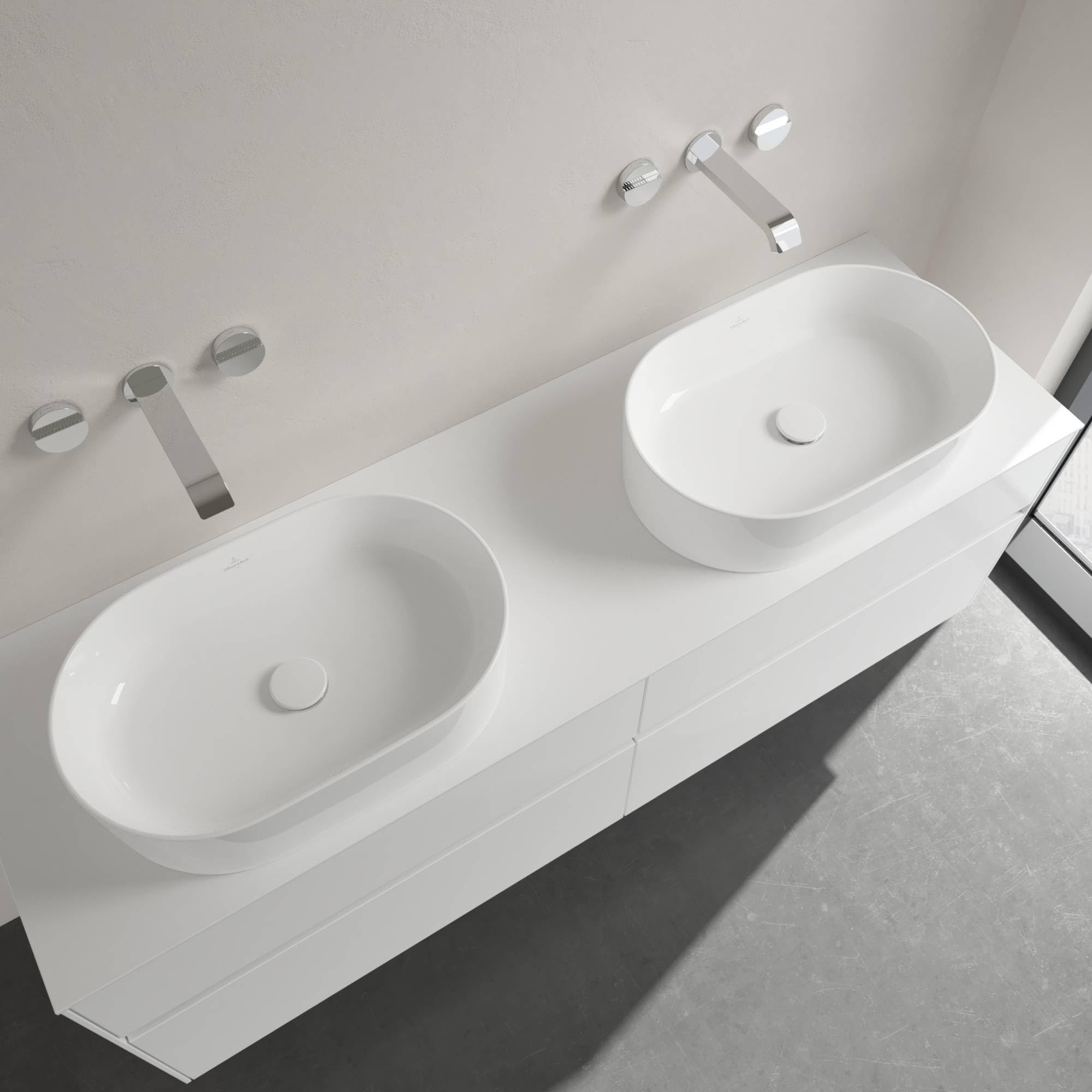Villeroy & Boch Collaro Aufsatzwaschbecken, 560 x 360 mm, ohne Hahnloch, ohne Überlauf, geschliffen, 4A195601, Farbe: weiß-alpin