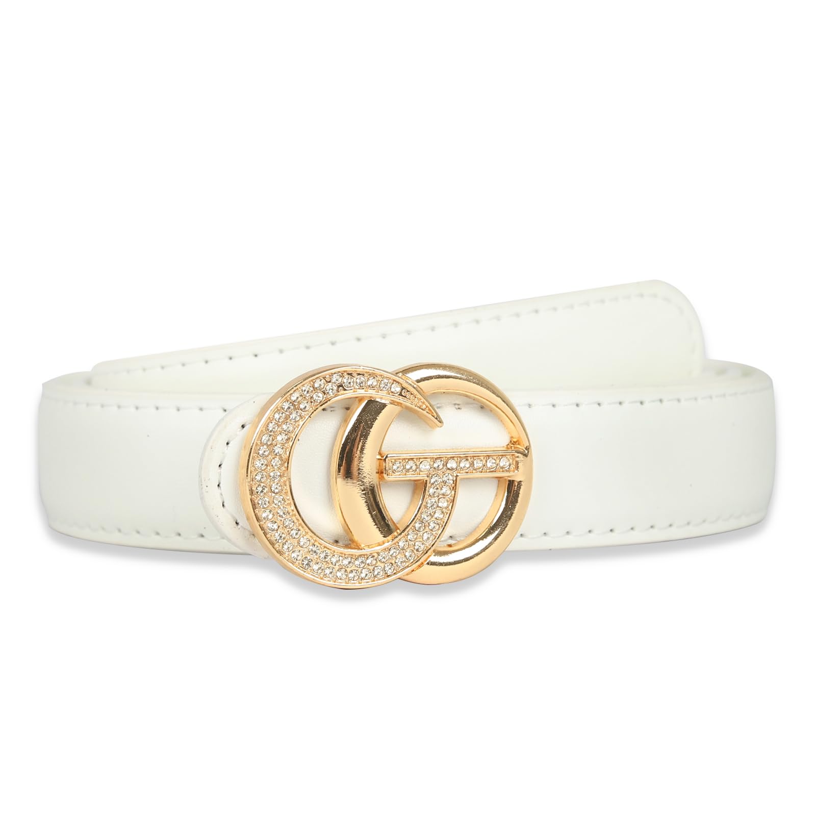 Women's Fashion Classic Metal Buckle Leather Belt with Jeans Dress