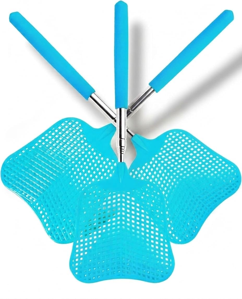 Telescopic Fly Swatter with Stainless Steel Extendable Handle, Heavy Duty Flexible Mesh Head, Comfortable Grip, Long Reach Fly Killer for Home, Kitchen, Office, Patio & Garden (Blue) (Pack of 3)-picture-30