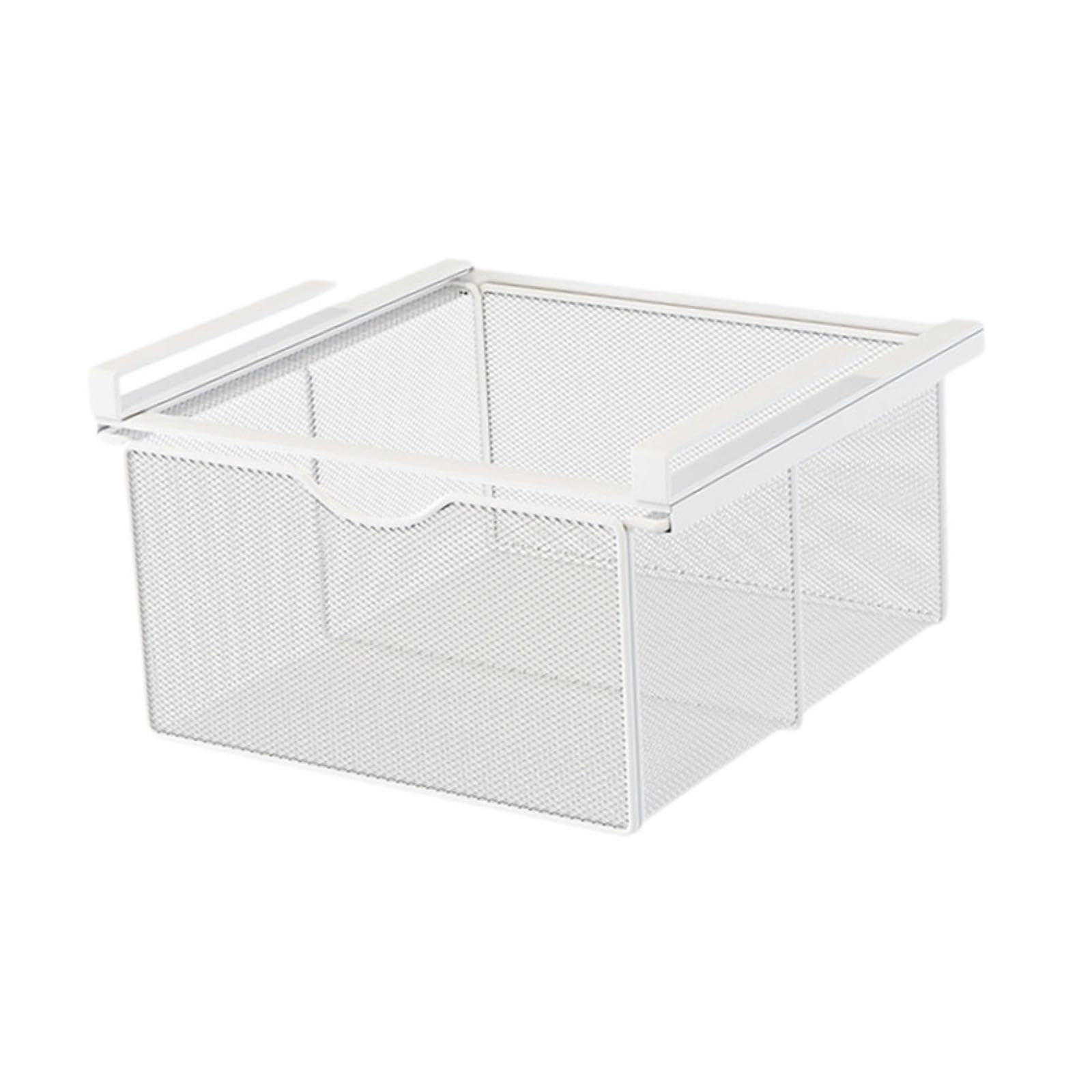 perfk Cajón extraíble Colgante para Armario, Cesta de Almacenamiento de Malla Resistente, Cesta Deslizante Debajo del Estante para encimera de gabinete de, Blanco