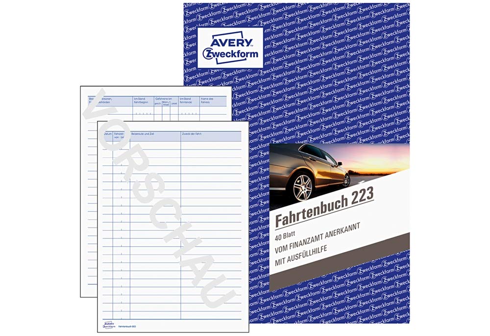 Avery Zweckform 223 Fahrtenbuch für PKW (A5, 40 Blatt) weiß, 11er Bonus Pack