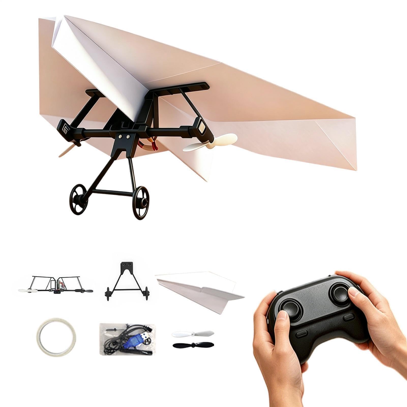 Genérico Kit de Avión RC Juguete Eléctrico de Control Remoto Ligero | Kit Potencia para Avión de Papel Para Adultos Niños Cumpleaños y Interior Exterior Hogar Patio y Jardín Parque