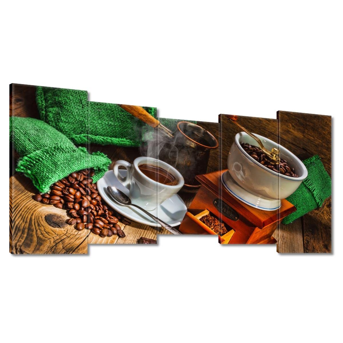Pittura stampata su tela Wall Art Decor 150x80cm Tazza da tè e sacchetti verdi No. H811M_PC5CB