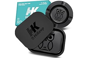 Cigarette Rolling Tray with PVC Soft Magnetic Lid and Ashtray Set - Owl Design