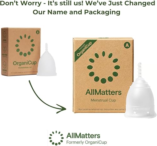 Miniatura 2 de OrganiCup Taza menstrual de AllMatters - Talla AS - Taza de período reutilizable - Alternativa de almohadilla y tampón - Flujo ligero a pesado - No