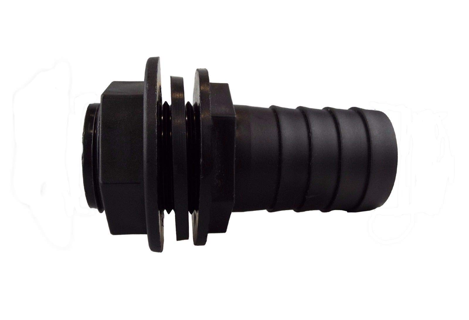 Farm & Field Hardware Men's Black Tank/Drum Outlet To 1" Barbed Hose Tail, Waterbutt Overflow Connector. Sold As A Pack Of 2