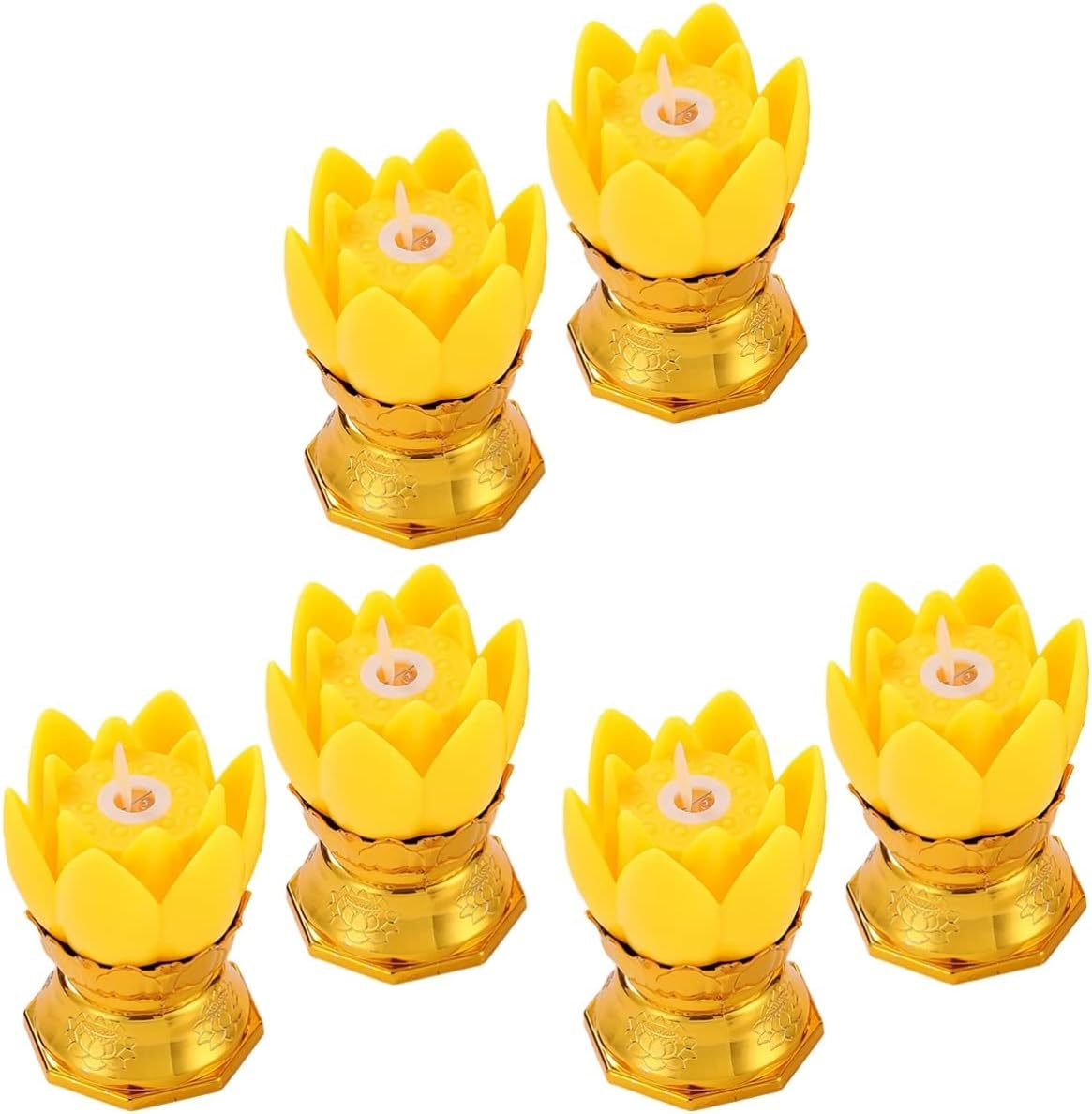 TOGEVAL 6 pcs Decorative Lotus Buddhist Lamps Candle Light