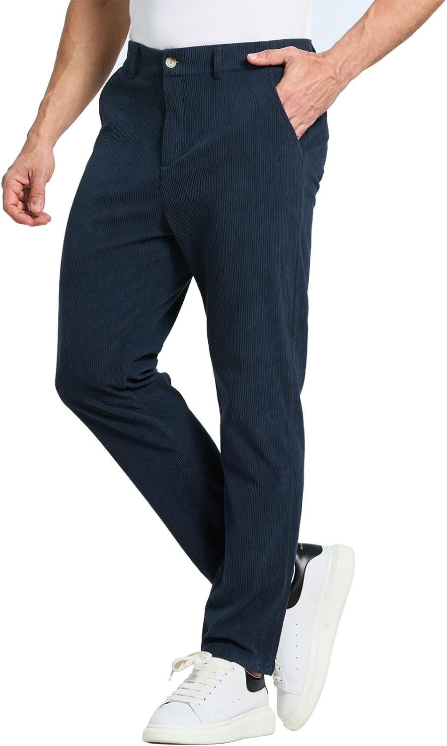 JustSun Cordhose Herren Freizeithose Bequeme Cordstoff Elastische Taille mit Taschen Regular Fit Klassische