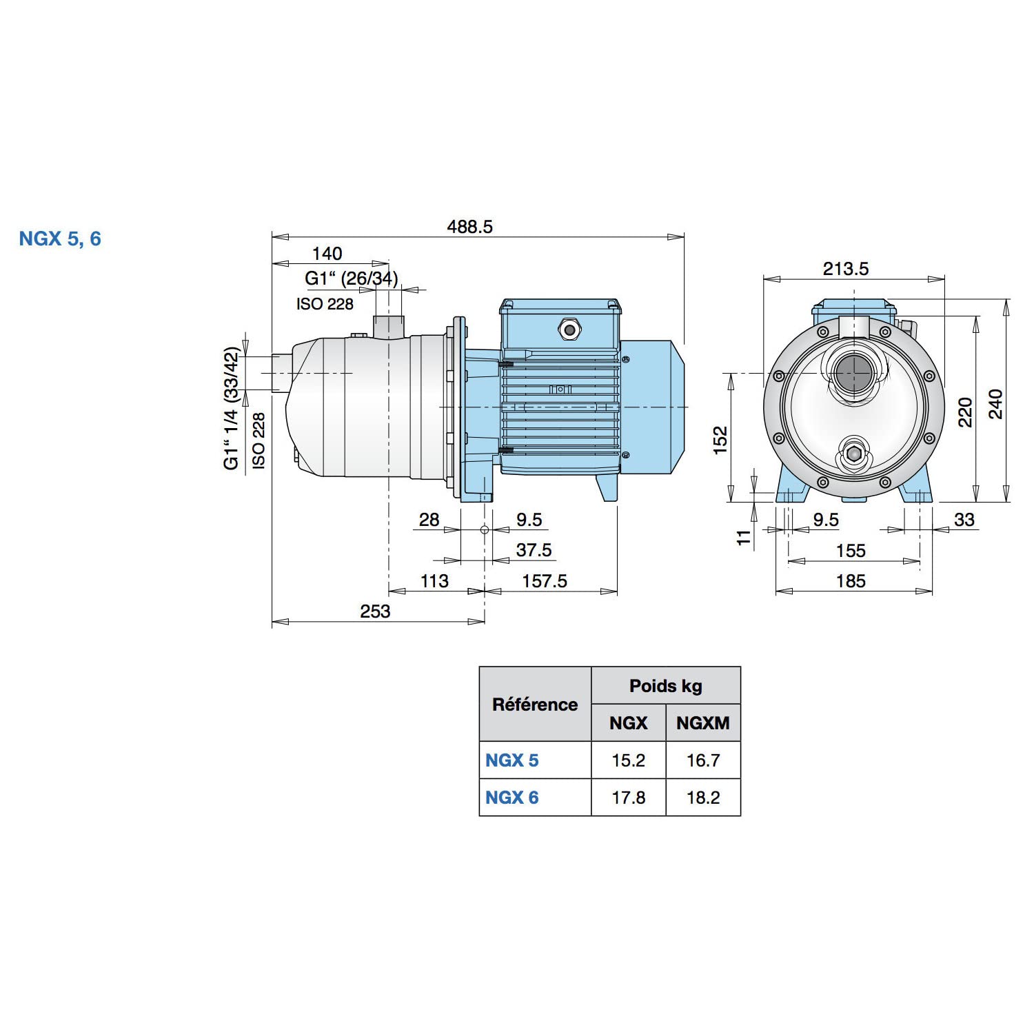 Calpeda - Bomba de agua NGX3100 0,65 kW acero inoxidable hasta 3,6 m3/h trifásico 380 V