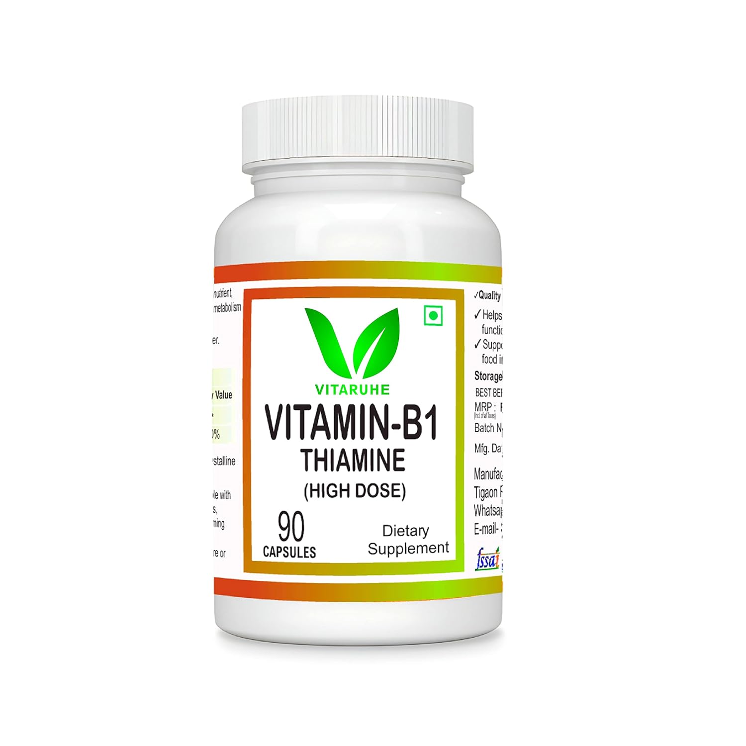 VITARUHE® Vitamin B1 (Thiamine) High Dose 90 Capsules Amazon.in
