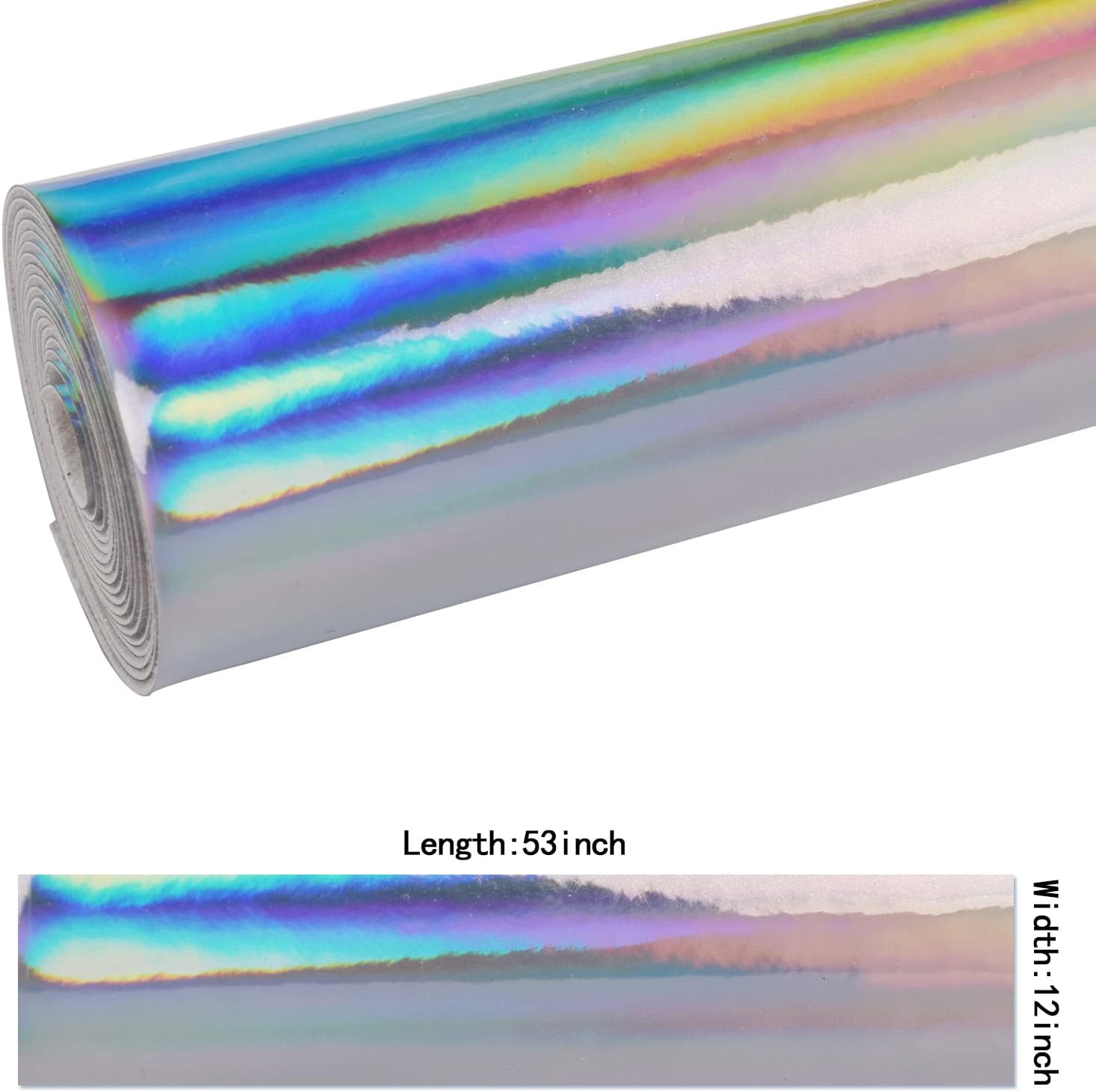HGUAN Holographic Vinyl Fabric 12"x53"(30cm x 135cm),1roll Faux Leather Sheets are Suitable for Bows,Leather Earrings and Other DIY Craft Items (Silver)