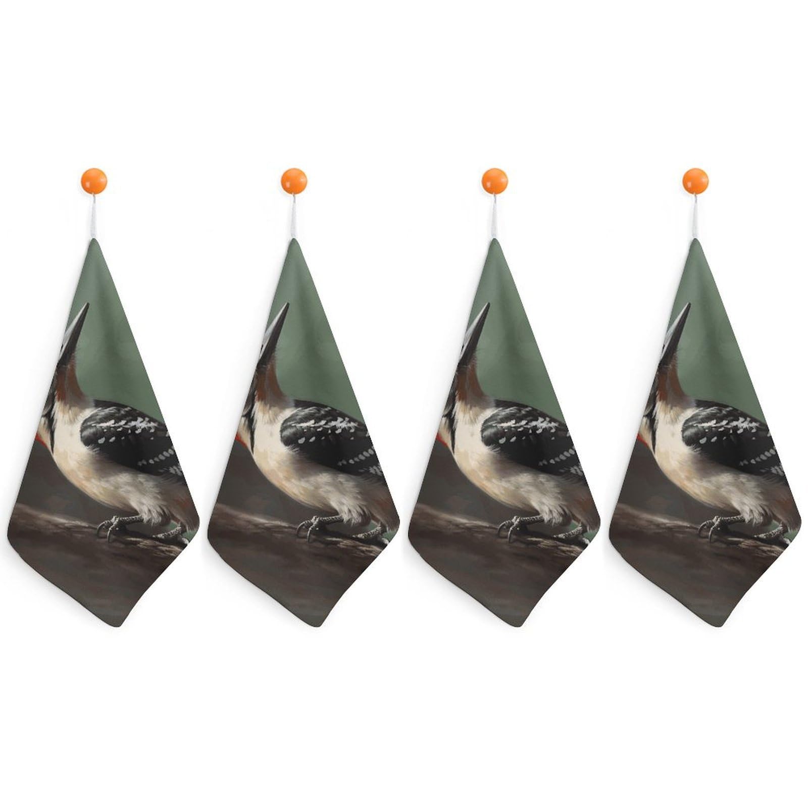 LDGSUPH Woodpecker Hand Towels Fashion Hand Face Towel with Hanging Strap Absorbent Soft Decorative Towel Fade Resistant Cozy Face Cloths for Kitchen Gym Bathroom Towels 4PCS