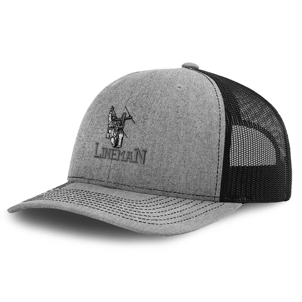 Speedy ProsRichardson Trucker Hat Lineman D Embroidery Polyester Baseball Cap Snapback, Heather Grey Black, One size