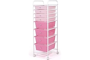 Humble Crew Pink 8-Drawer Rolling Storage Cart with Wheels