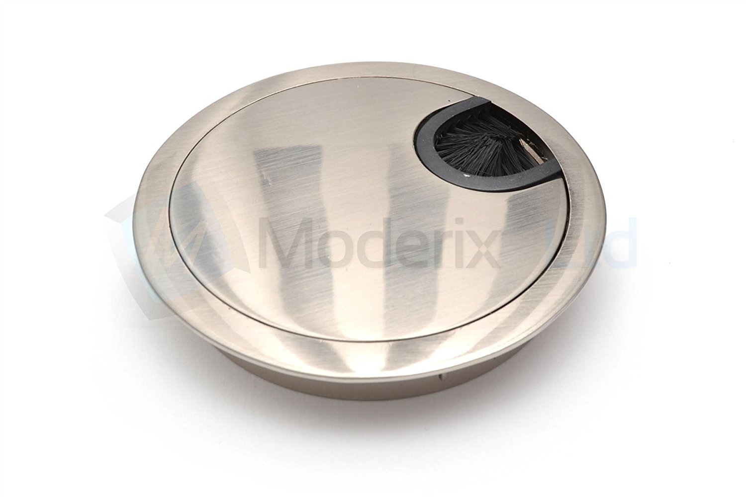 GTV60MM METAL DESK CABLE TIDY OUTLET GROMMET INSERT (Brushed Steel) (2 x)