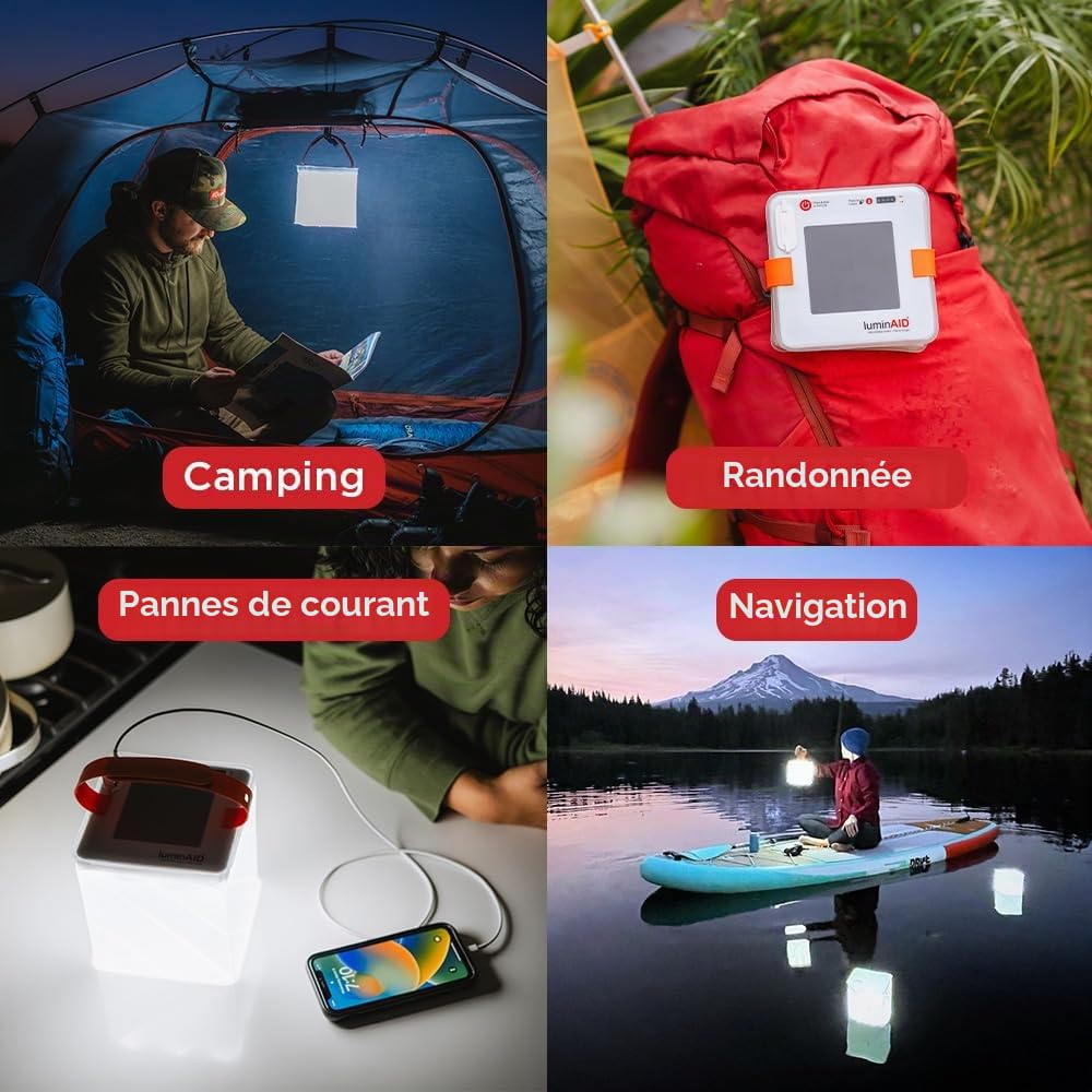 Luminaid Max Qi Lanter Chargeur solaire pour téléphone portable 200 lumens | 200 lumens, design à visser pour gonfler, étanche, camping, randonnée et voyage, lumière d'urgence pour pannes de courant