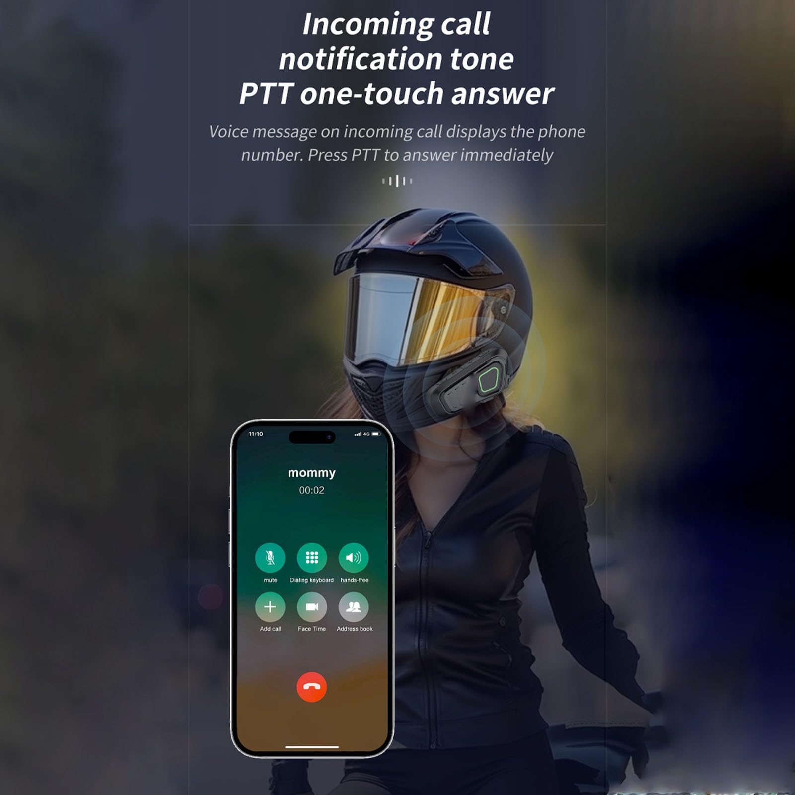 Jectse Interfono Bluetooth per Casco Moto Portata 10 Km Auricolare Bluetooth per Moto con Push to Talk Wireless IP67 Cancellazione Rumore Impermeabile Comunicazione di Squadra
