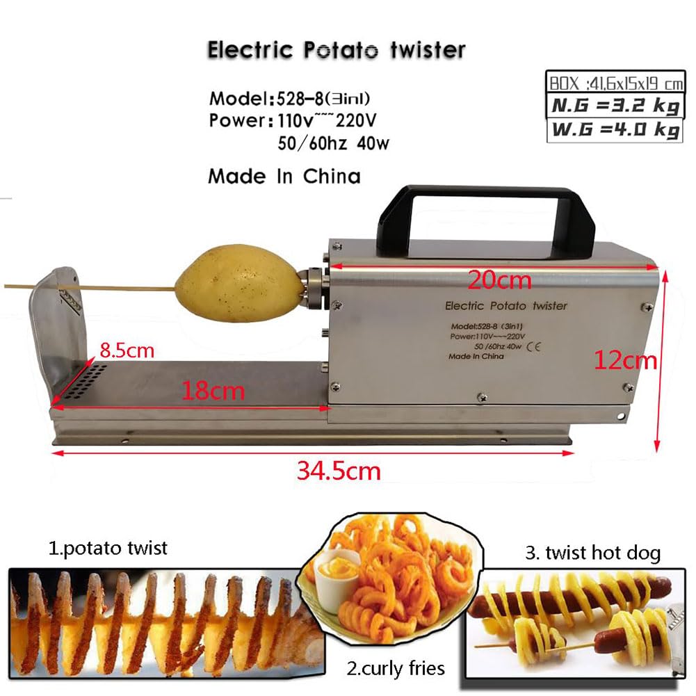 電動ポテトカッター ＆ 皮むき器 ＆ トルネードポテト食品サンプル セット Amazon｜電動トルネードポテトスライサー、3種類の刃を備えた