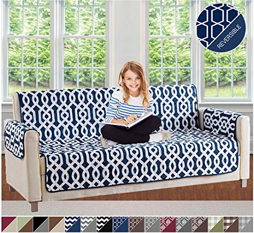 QuickFit Reversible Couch Cover for Dogs, Kids, Pets - Sofa Slipcover Furniture Protector