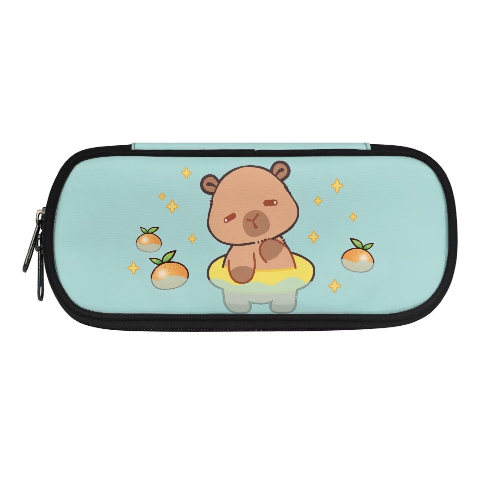 HUGS IDEA Float Citrus Capybara Pencil Case Large Capacity Pen Pouch for Adults Teen Cute Pencil Case Durable Zipper Stationery Desk Organizer for School Office