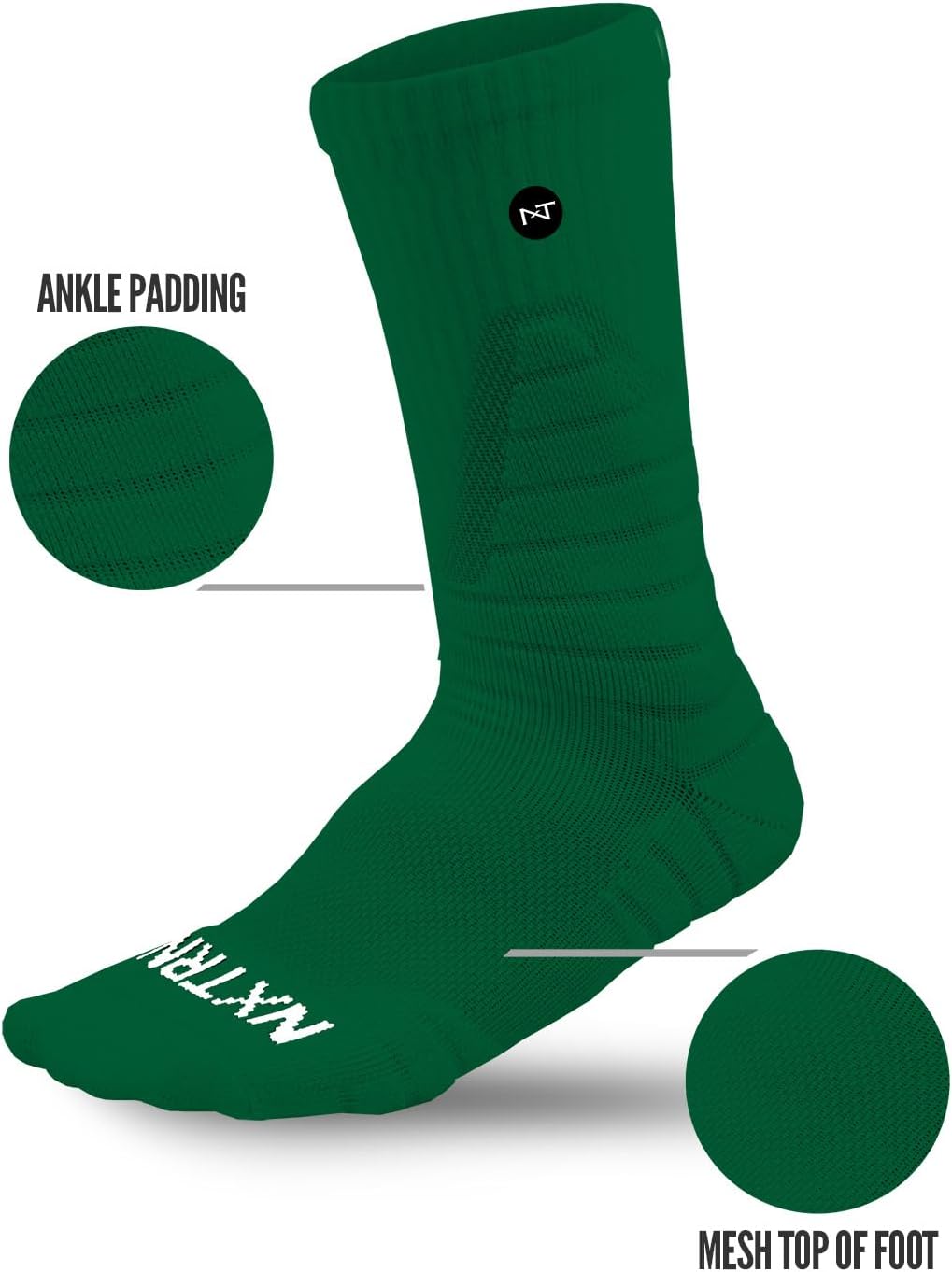 NXTRND 3 Pairs Compression Sports Crew Socks for Men, Cushion Athletic Socks, Basketball, Football and Running - Image 3