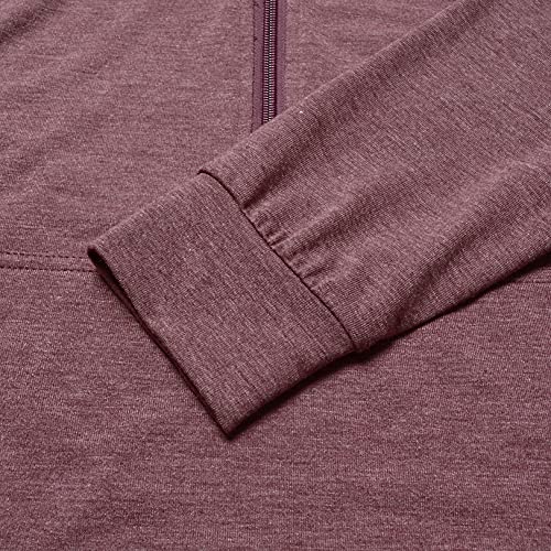 Ginkana Maternity Pullover Shirt Maternity Zipper Shirts Lapel Long Sleeve Casual Lightweight Pregnancy Tops With Pockets,Burgundy,M #TOP5