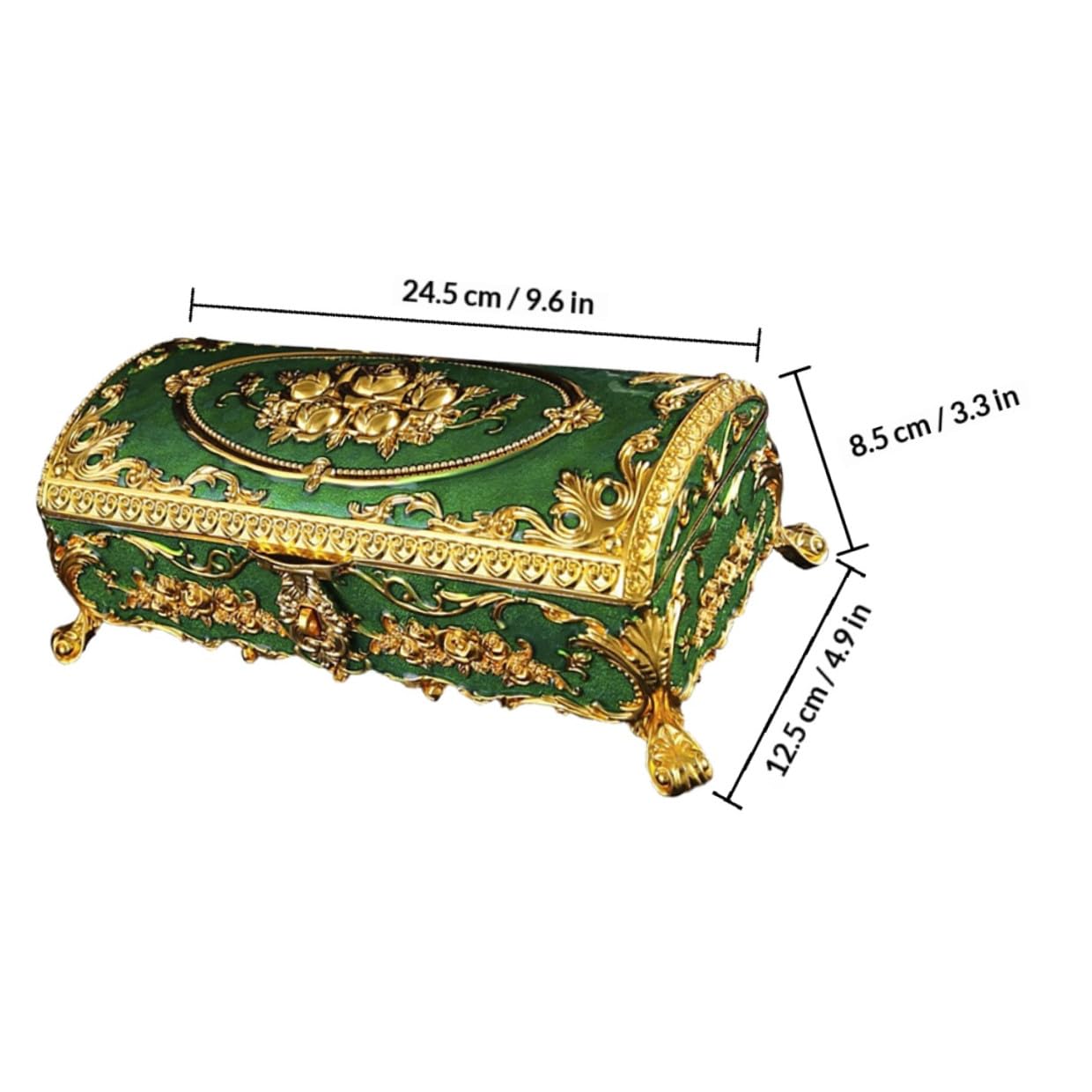 Zerodeko Schmuckkästchen Vintage im Europäischen Stil aus Grünem Metall Elegante Schmuckbox zur Aufbewahrung und Präsentation von Schmuck dem Schminktisch