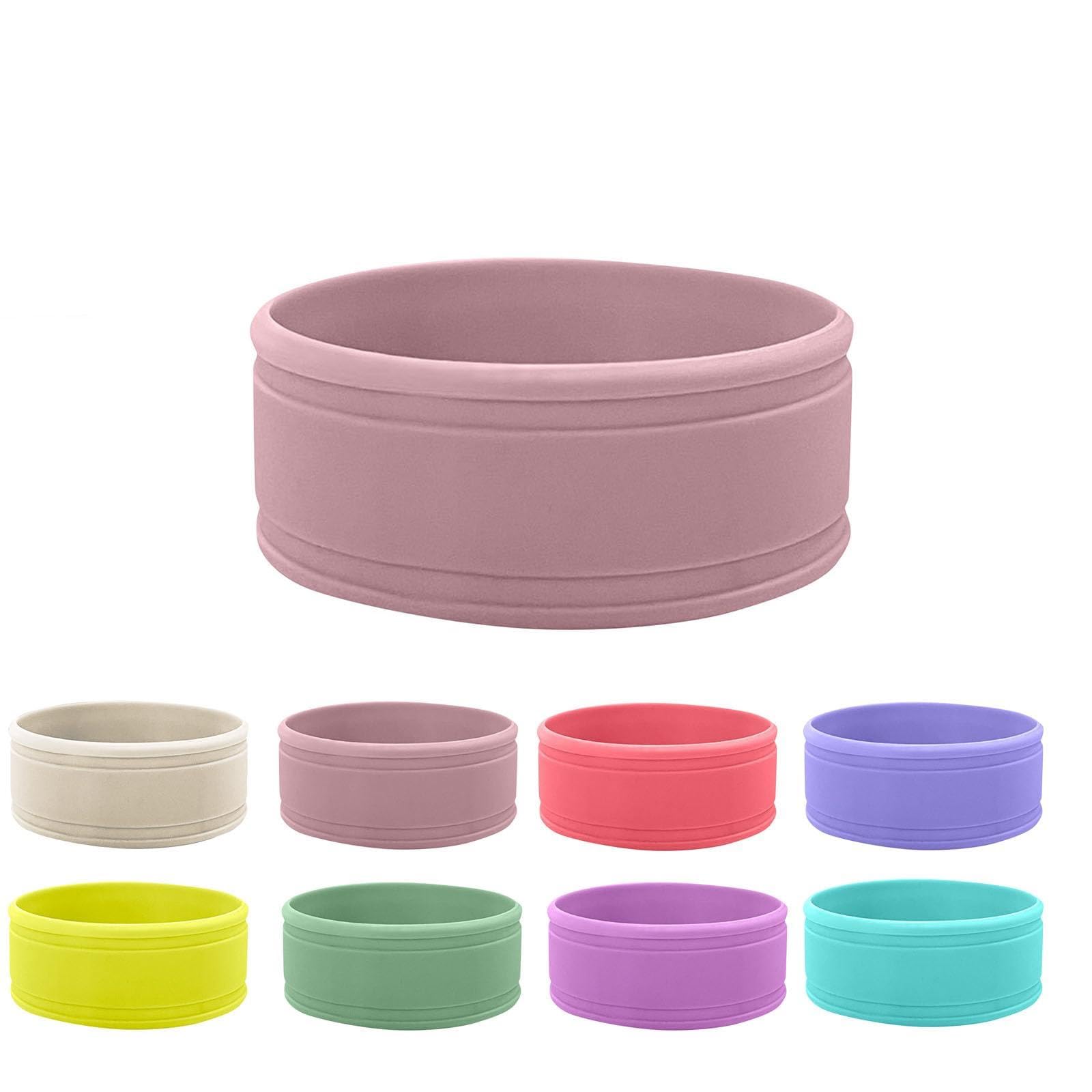 Personalised Water Bottle Band, Custom Water Bottle Name Labels, Food Grade Silicon Non-Slip Anti-Heat Insulation Hollow Rubber Cup Sleeve (Pink)