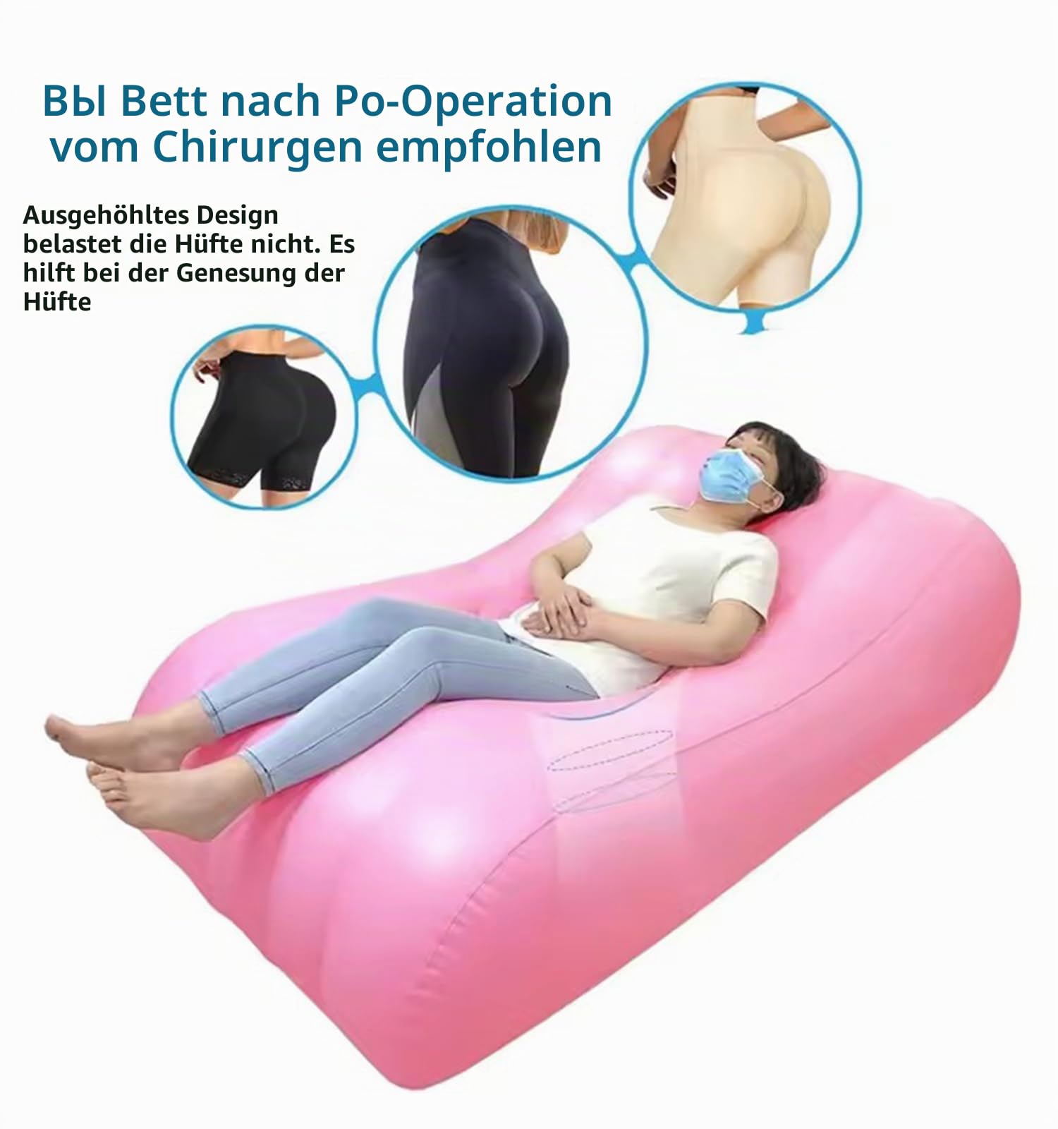 Yogamatte Für Schwangere, Bequeme, Beflockte, Aufblasbare PVC-Matratze Mit Loch, Bequemes Ganzkörperkissen, Schwangerschaftskissen Zum Schlafen,Pink
