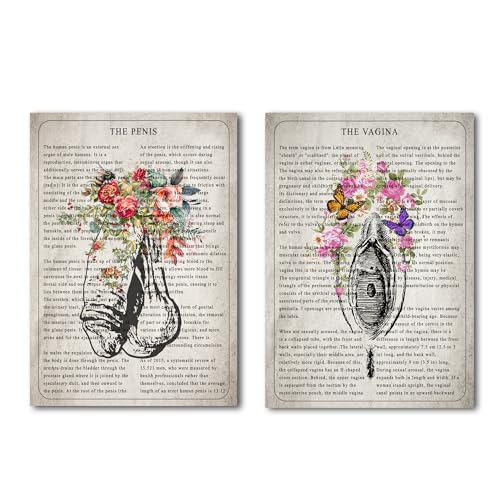 TinymalsDesign Dick Wall Art for Room Aesthetic, Cute Penis Posters, Vulva Wall Decor, The Vagina Poster for Kitchen, Bedroom, Dorm Room, Apartment (Unframed)