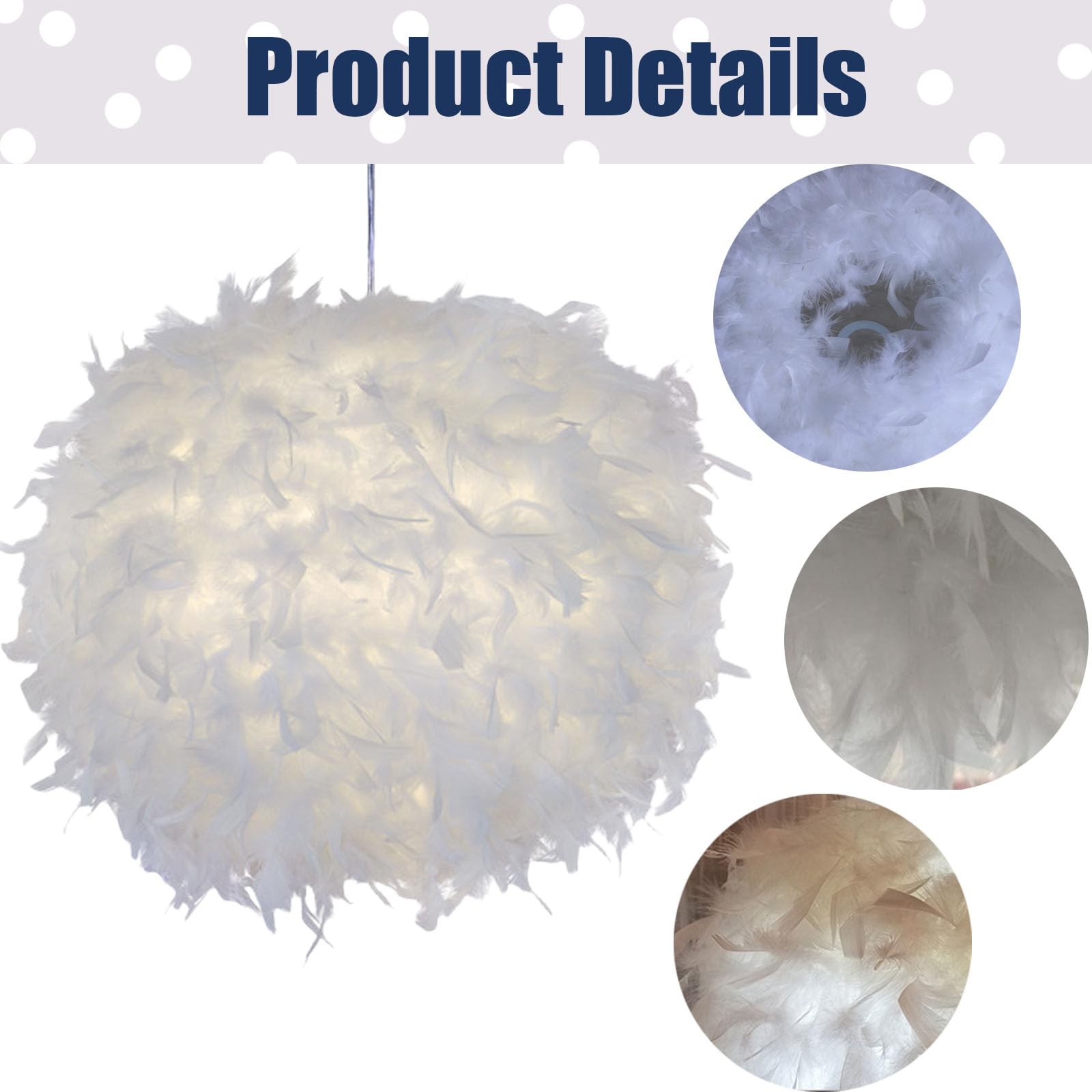 White Feather Lampshade,30CM Fluffy Feather Lampshade Lights for Table Floor Lamp,Room, Bedroom, Living - Image 3