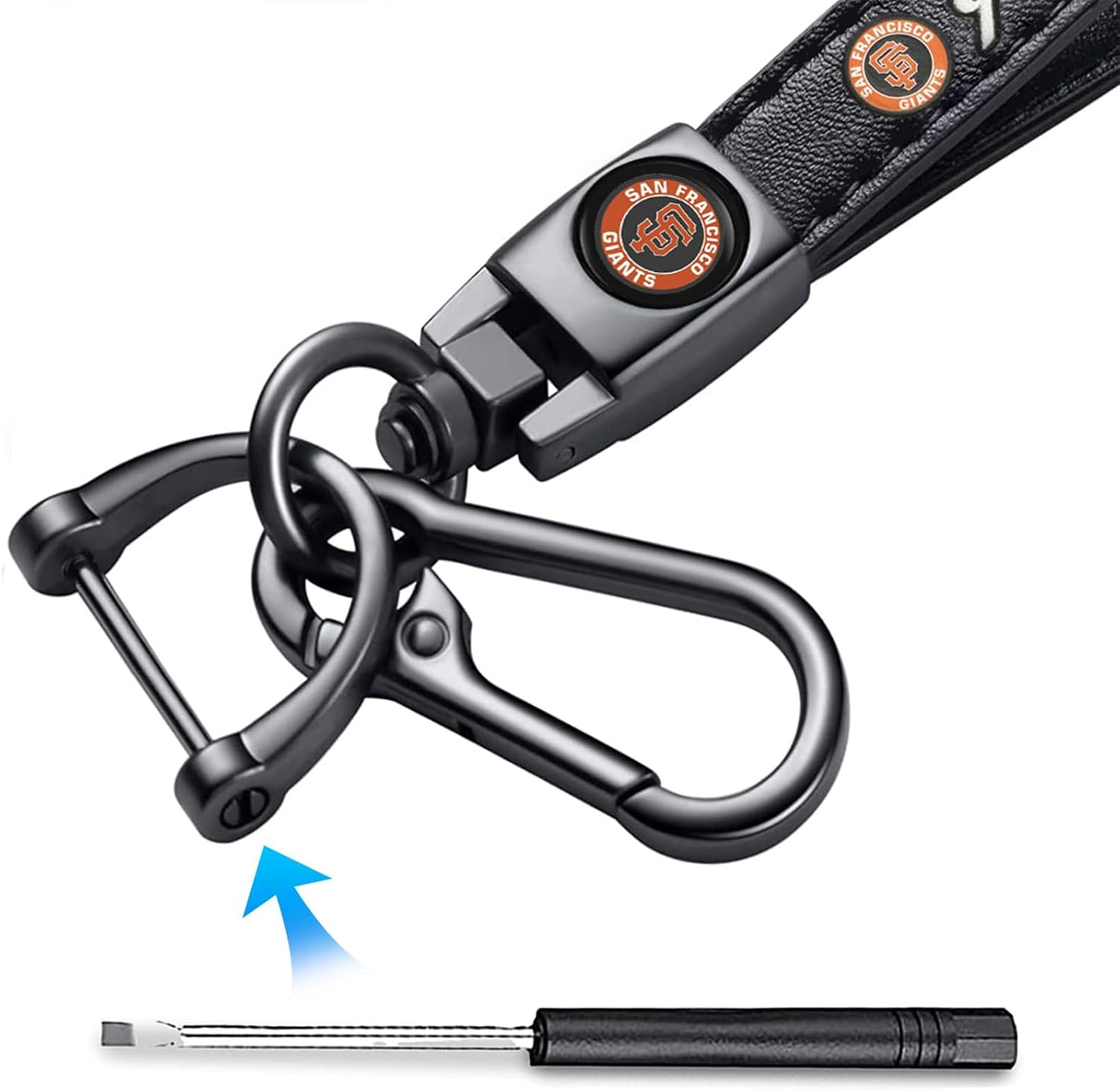 Genuine Leather Baseball Key Chain Compatible with San Francisco Giants Key ring Accessories Keychain Family Present for Man and Woman Black image 4