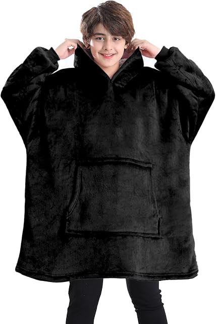 Lushforest Blanket Hoodie for Kids, Oversized Hoodie Blanket, Super Soft Fleece Dressing Gown, Warm Comfortable Hooded Robe, Gifts Compatible Gamers Boys Girls