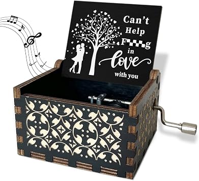 Wood Music Boxes Things for Boyfriend Romantic Gifts for Women Wife Husband Men Her Him Birthday Gifts for Girlfriend Vintage Hand Crank Wooden Music Box - JRM656