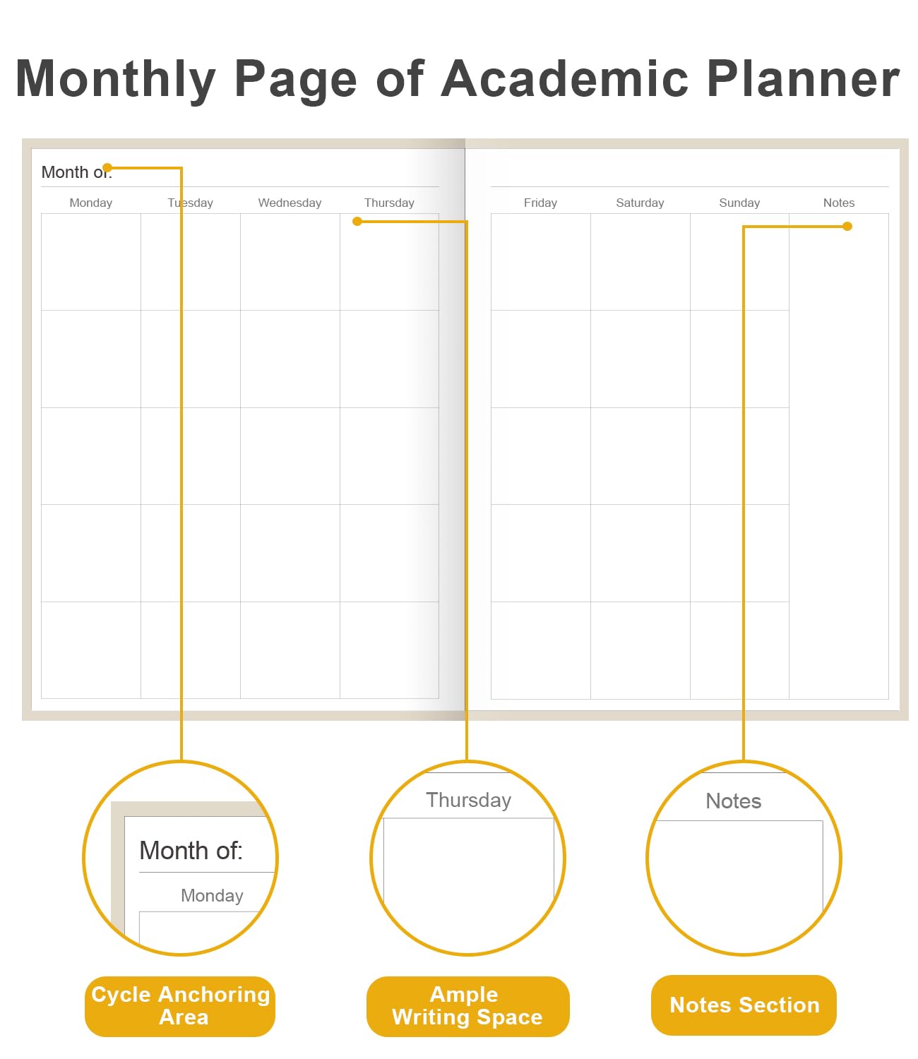 Planner accademico per il 2025 e il 2026 o in qualsiasi momento, 21,6 x 27,9 cm, pianificatore settimanale non datato per studenti scolastici, universitari e infermieristici, 200 pagine, beige