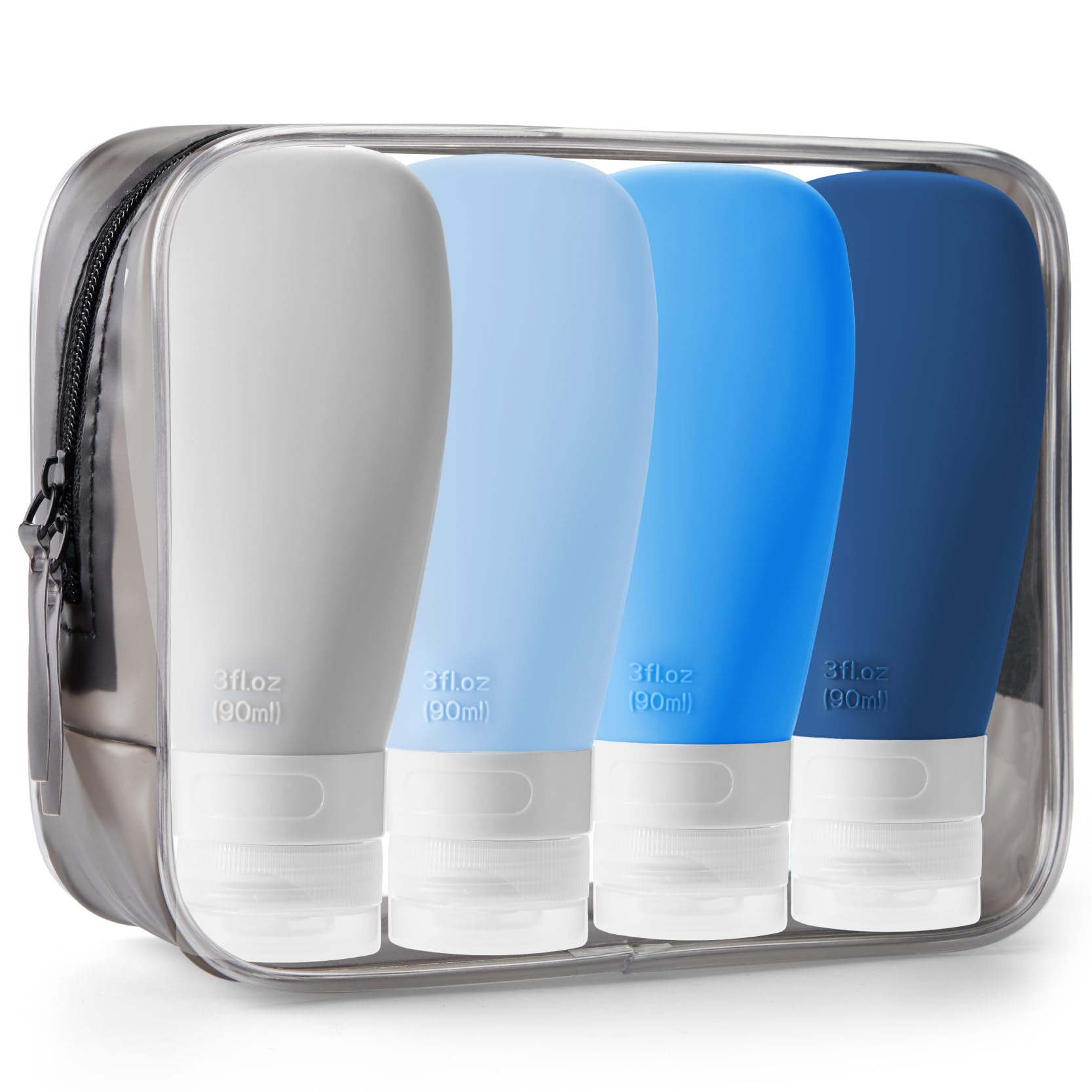 INSFIT Portable Travel Bottles, TSA Approved Leak Proof Containers for Toiletries, BPA Free Refillable Accessories for Shampoo, Body Wash, Liquids (4 Pack)