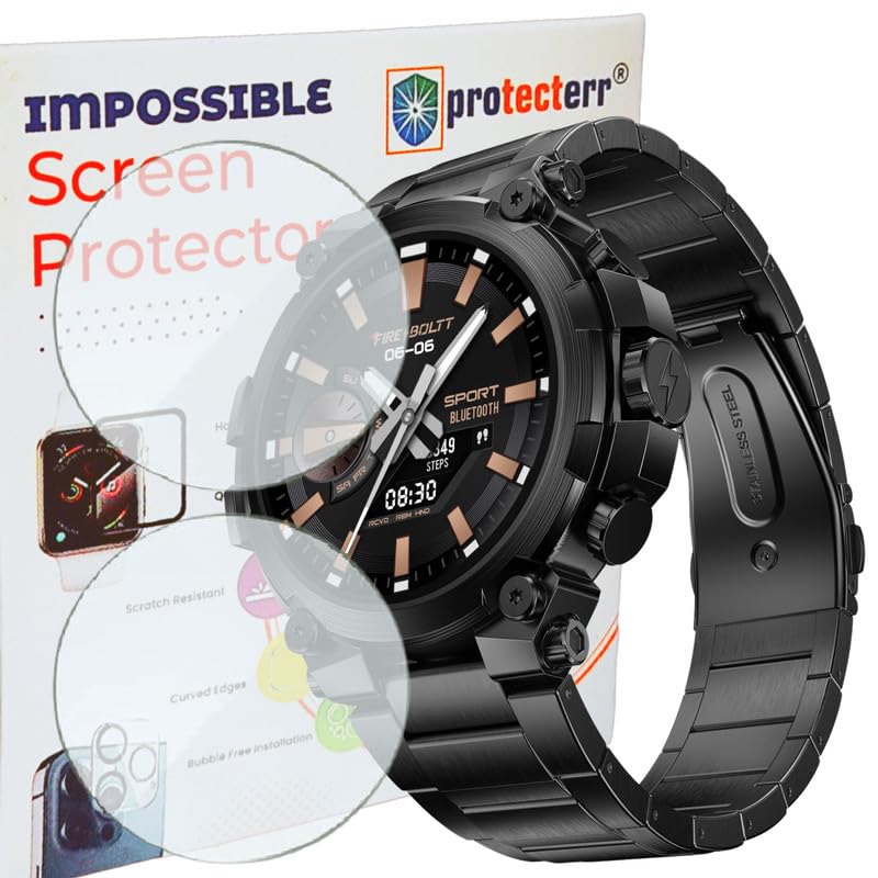 2-Pack Screen Guard for Fire-Boltt Dominian 1.43" inch Smartwatch Protector | Flexible, Unbreakable, Bubble-Free Installation | Not Tempered Glass | Edge-to-Edge Coverage