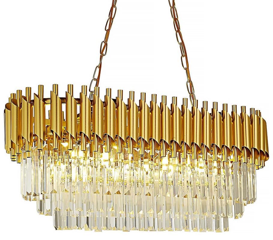 Image of SUANI Modern Crystal Gold Chandeliers with Ceiling Light Fixture Chandelier for Living Room | Jhoomar for Restaurant | Chandelier Home | Light Fixture Chandelier for Home and Office (800 * 300) Mm
