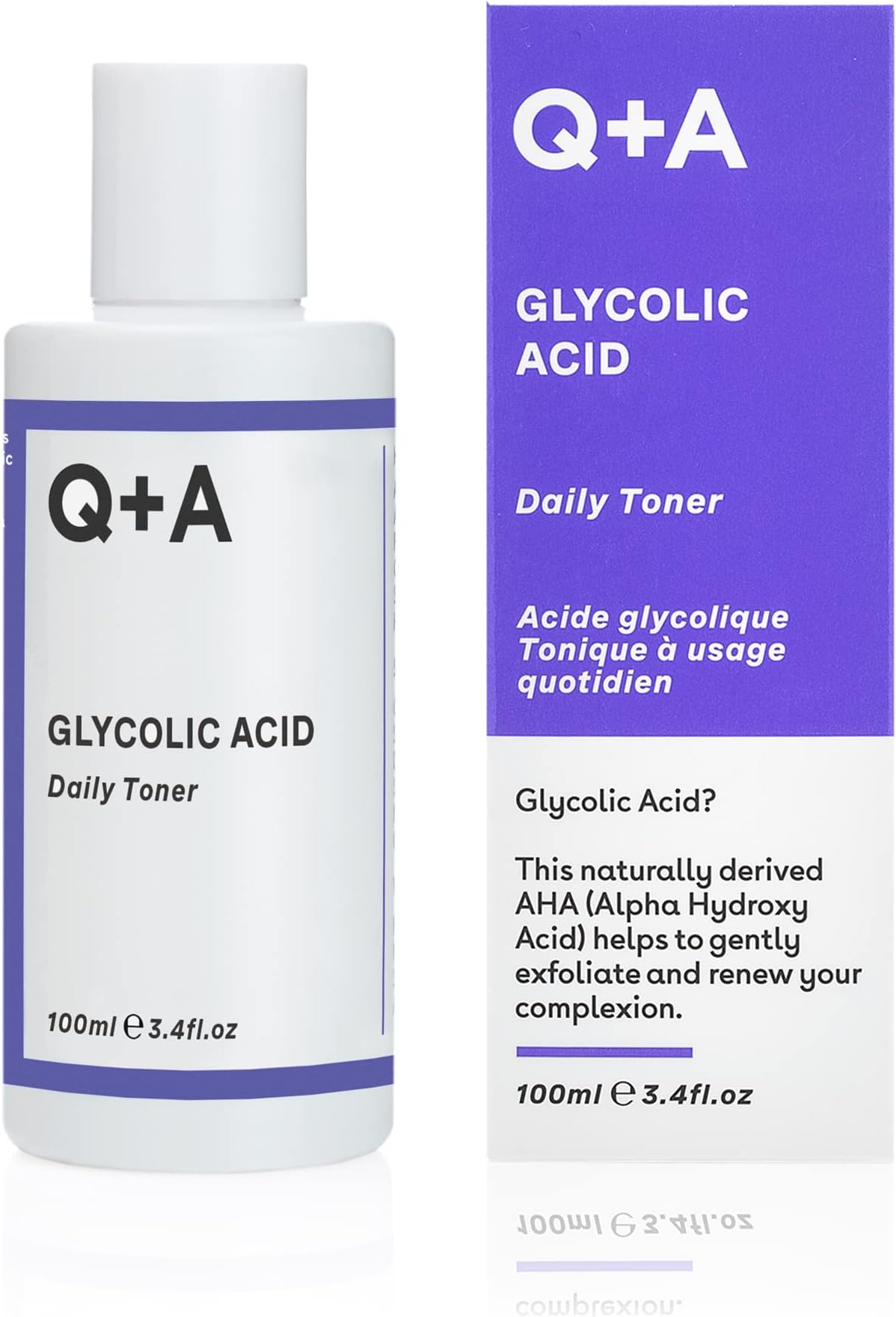 Q+A Glycolic Acid Daily Face Toner (100ml), Hydrating Toner for Face with Glycolic for Smooth Skin, Refines Pores & Evens Skin Tone, Fragrance Free, Alcohol Free, Vegan & Cruelty Free Skincare
