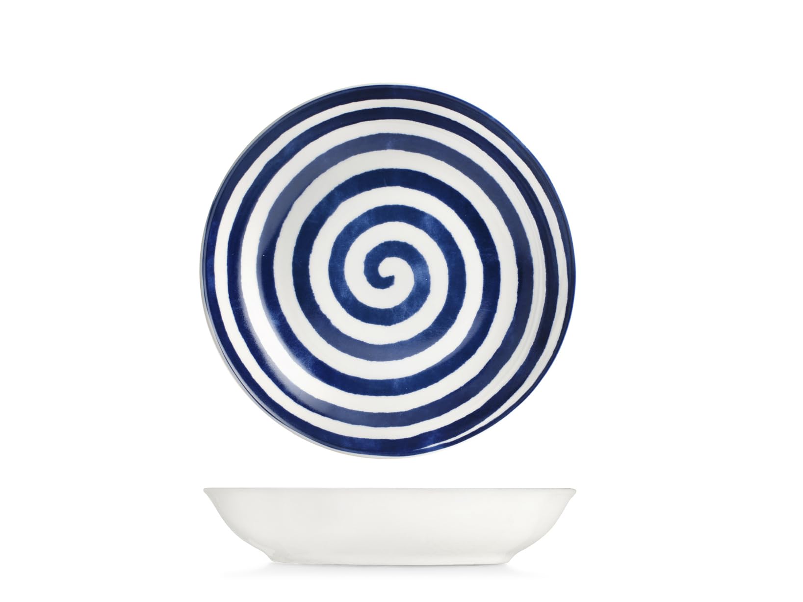 H&H Servizio Tavola Graphic da 18 Pezzi in Porcellana – Set Piatti per 6 Persone con Decoro a Righe Blu, Rosse e Bianche – Design Moderno e Funzionale