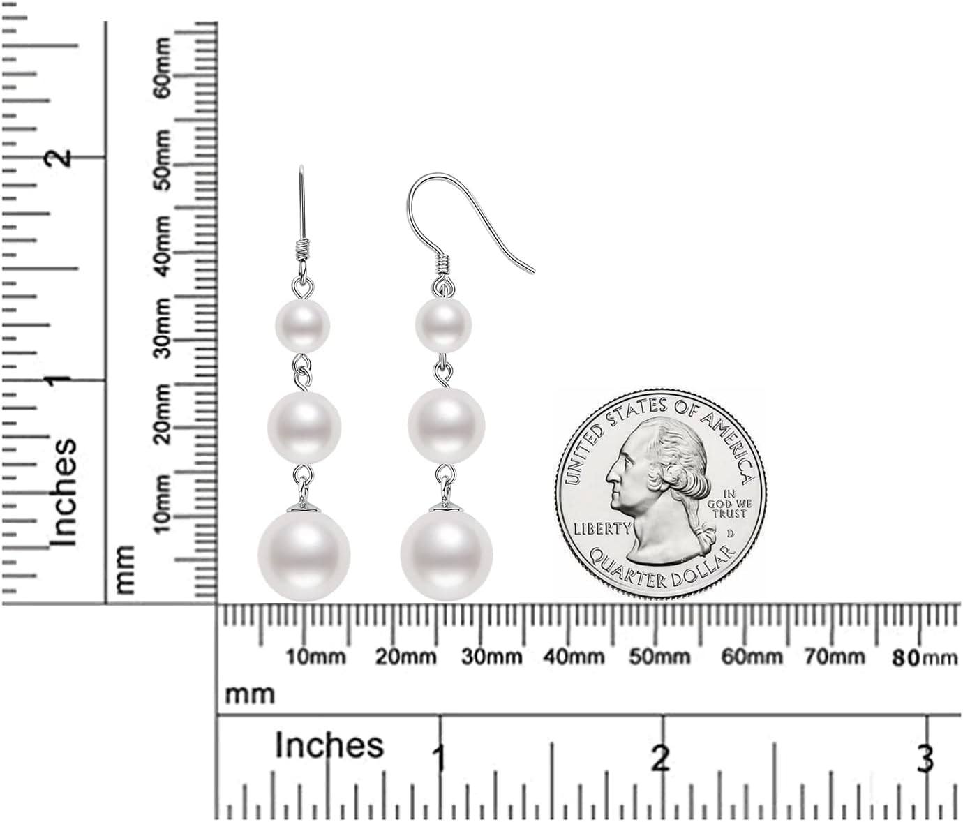 925 Sterling Silver Pearl Drop Earrings for Women, June Birthstone Long Dangle Pearl Jewelry Gifts for Her
